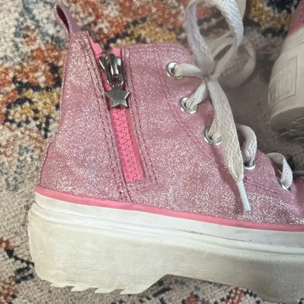 Converse Chuck Taylor All Star Pink Glitter High Top Sneakers Unisex Kids US 1